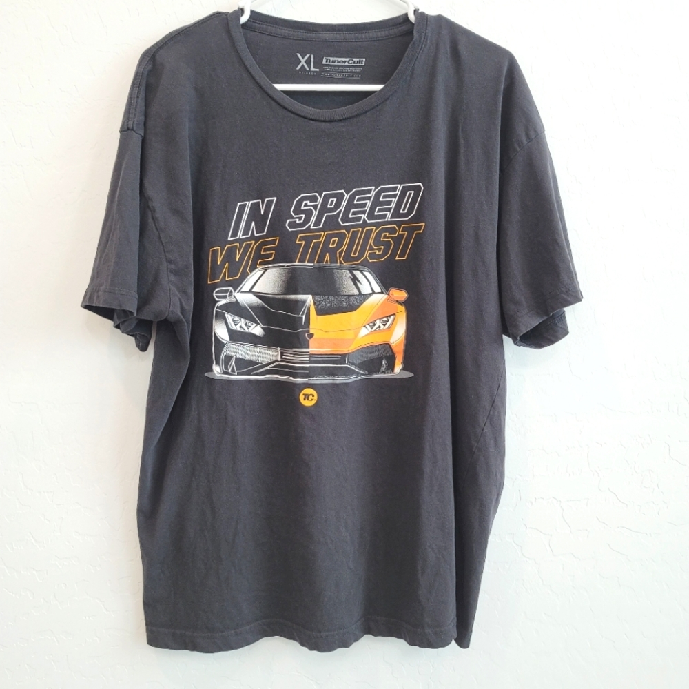 TunerCult "In Speed We Trust" Black Graphic Tee Short Sleeves Men's Size XL